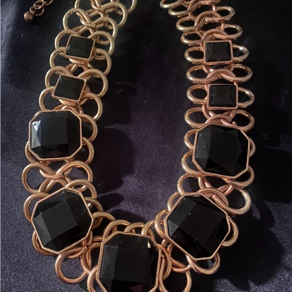 Heavy Choker Black and Gold Tone Unique Statement Necklace - Picture 3 of 5